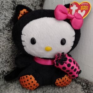 HALLOWEEN TY BEANIE BABY HELLO KITTY BLACK CAT COSTUME CANDY POLKA DOTS PLUSH #2